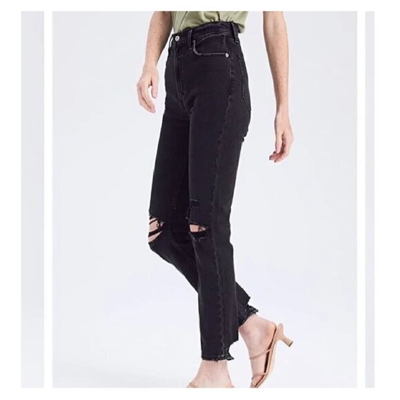 Abercrombie & Fitch Ultra High-Rise Ankle Straight Jeans in Black. Size 28/6R - Picture 2 of 7